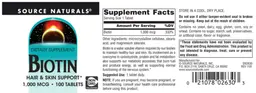 Label for Biotin 1,000 mcg