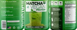 Label for Matcha & Vegan Protein Matcha Green Tea