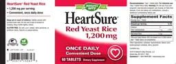 Label for HeartSure Red Yeast Rice 1,200 mg