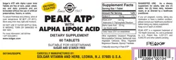 Label for Peak ATP with Alpha Lipoic Acid
