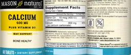 Label for Calcium 600 mg Plus Vitamin D3