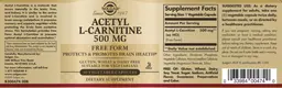 Label for Acetyl L-Carnitine 500 mg