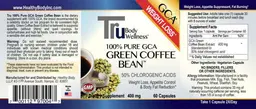 Label for 100% Pure GCA Green Coffee Bean