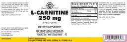 Label for L-Carnitine 250 mg