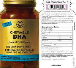 Label for Chewable DHA Natural Fruit Flavor