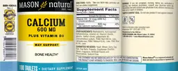 Label for Calcium 600 mg + Vitamin D3