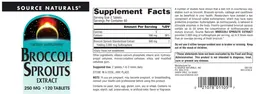 Label for Broccoli Sprouts Extract 250 mg