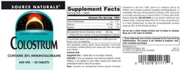Label for Colostrum 650 mg