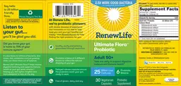 Label for Ultimate Flora Probiotic Adult 50+ 25 Billion