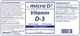 Label for Micro D-3 2000 IU
