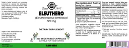 Label for Eleuthero 520 mg