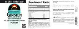 Label for Genistein Soy Supplement Powder