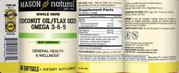 Label for Coconut Oil/Flax Seed Omega 3-6-9