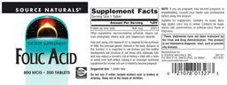 Label for Folic Acid 800 mcg