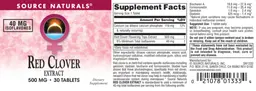 Label for Red Clover Extract 500 mg