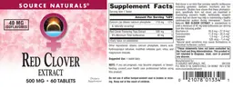 Label for Red Clover Extract 500 mg