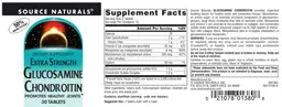 Label for Extra Strength Glucosamine Chondroitin