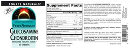 Label for Extra Strength Glucosamine Chondroitin