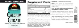 Label for Calcium Citrate