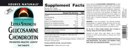 Label for Extra Strength Glucosamine Chondroitin
