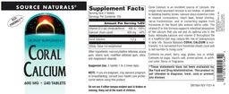 Label for Coral Calcium 600 mg