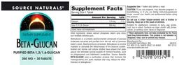 Label for Beta-Glucan 250 mg
