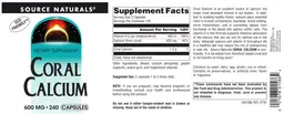 Label for Coral Calcium 600 mg