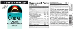 Label for Coral Calcium Multi-Mineral Complex