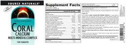 Label for Coral Calcium Multi-Mineral Complex