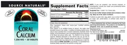 Label for Coral Calcium 1,200 mg