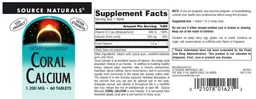 Label for Coral Calcium 1,200 mg