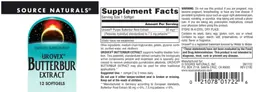 Label for Urovex Butterbur Extract