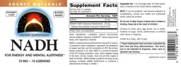 Label for NADH Peppermint Flavor 10 mg