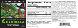 Label for Emerald Garden 100% Organic Chlorella 200 mg