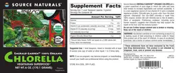 Label for Emerald Garden 100% Organic Chlorella