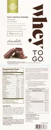 Label for Whey To Go Whey Protein Powder Chocolate
