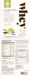 Label for Whey To Go Whey Protein Powder Vanilla