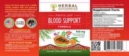 Label for Papaya Leaf Blood Support Formula