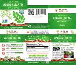 Label for Organic Moringa Leaf Tea