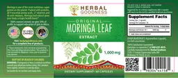 Label for Original Moringa Leaf Extract 1,000 mg