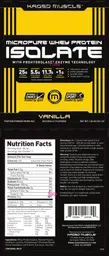 Label for Micropure Whey Protein Isolate Vanilla
