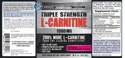 Label for Triple Strength L-Carnitine 1,500 mg Natural Watermelon Flavor