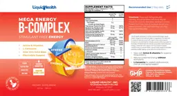 Label for Mega Energy B-Complex Tangerine Orange Flavor