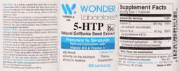 Label for 5-HTP Natural Griffonia Seed Extract