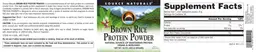 Label for Brown Rice Protein Powder