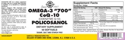 Label for Omega-3 "700" Coenzyme Q-10 Policosanol