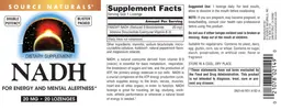 Label for NADH 20 mg