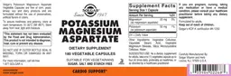 Label for Potassium Magnesium Aspartate