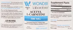 Label for Acetyl L-Carnitine 500 mg