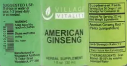 Label for American Ginseng